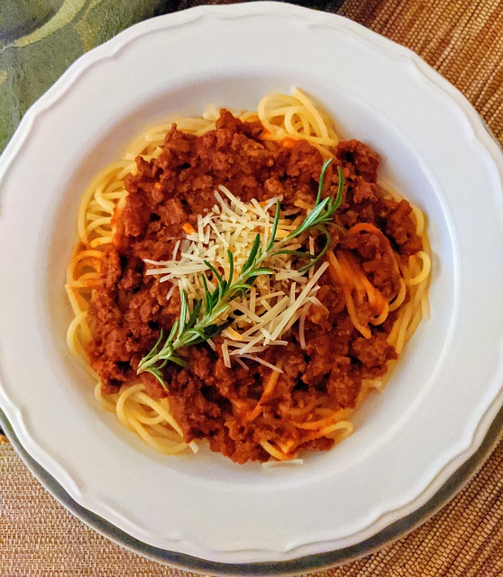 spaghetti bolognese from above