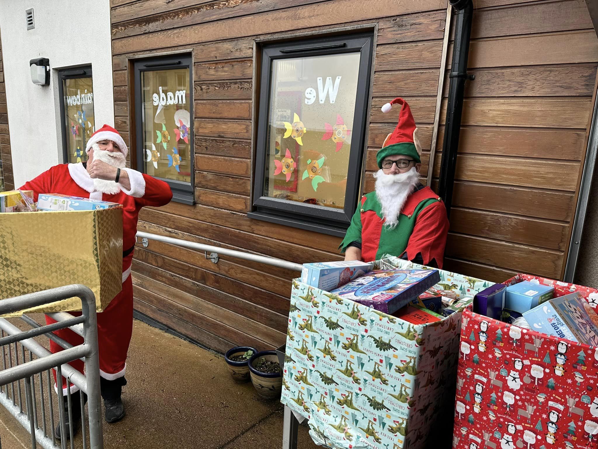 Staff Dressed as Santa & an Elf
